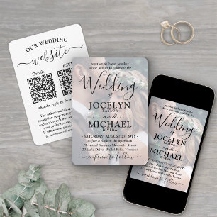 Klein & Chic QR Alles-in-één Foto Overlay Bruiloft Kaart