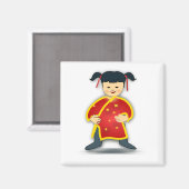 Klein Chinees meisje Magneet (Voorkant / Achterkant)
