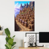 Klein chocoladepudtipdorp | AI Art. Poster (Thuiskantoor)