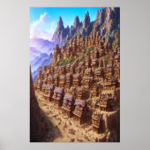 Klein chocoladepudtipdorp | AI Art. Poster (Voorkant)