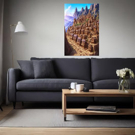 Klein chocoladepudtipdorp | AI Art. Poster