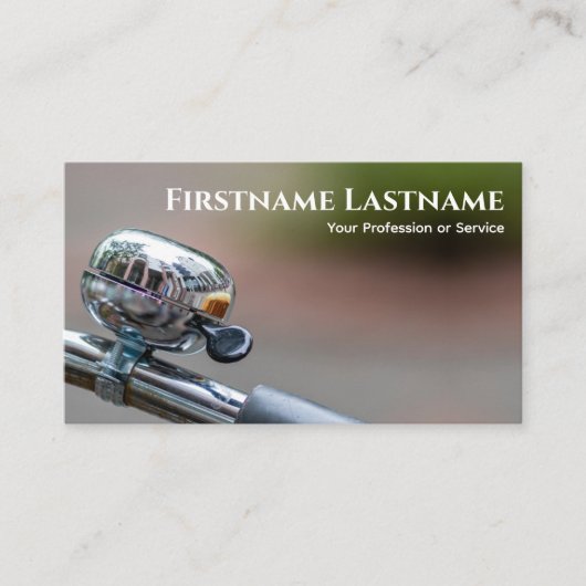 Klein-chroomfiets belletje voor fietsenreparatiewi visitekaartje (Voorkant)