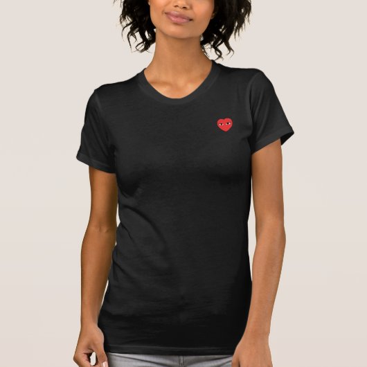 Klein Cute Red Heart met Eyes T Shirt (Voorkant)