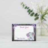 Klein Dank U Labels met Tekst Olifant Paarse (Staand voorkant)