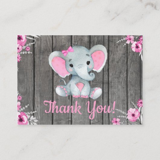 Klein Dank U Labels met Tekst Olifant Roze Grijs (Achterkant)