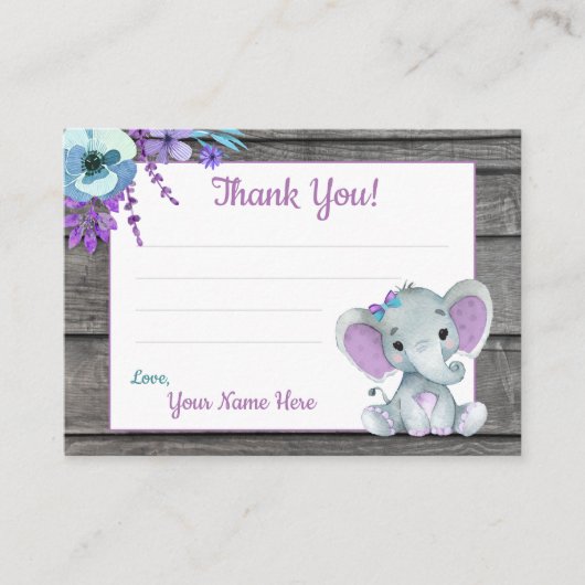Klein dank u Labels tekst olifant Paarse Blauwgroe (Voorkant)