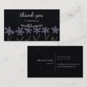 Klein dank, zwart en bloemen visitekaartje (Voorkant / Achterkant)