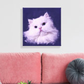 Klein - de witte Perzische kat Canvas Afdruk (Insitu (Woonkamer))