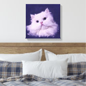 Klein - de witte Perzische kat Canvas Afdruk (Insitu (Slaapkamer))