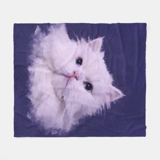Klein - de witte Perzische kat Fleece Deken (Voorkant (Horizontaal))