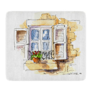 Klein decoratief glazen snijvlak snijplank