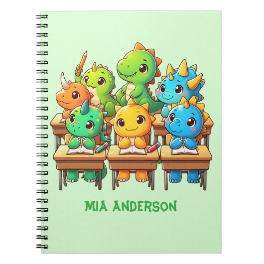 Klein Dinosaurus Spiraalschrift Notitieboek (Voorkant)