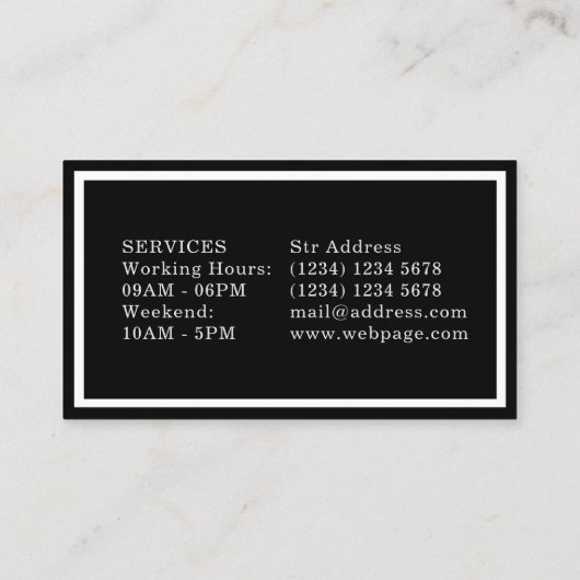 Klein donker uitzien elegante barberstijl visitekaartje (Achterkant)