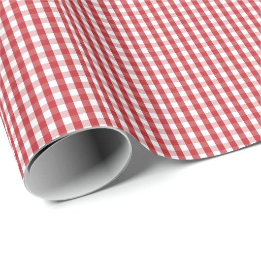 Klein, donkerrood en wit gingham-pakpapier cadeaupapier (Rol Hoek)