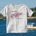 klein donkerrood kleurenbord kinder shirts<br><div class="desc">Viel de zee- en zomertijd met dit nautische rode kreeftenontwerp. Een roodroodkreeftenafbeelding is geplaatst tegen een prachtige blauwe achtergrond van faux linnen. Voeg je aangepaste monogram of tekst toe - familienaam, strandhuisnaam, jaar ingesteld, enz. - of verwijder tekst als je wilt. Ideaal voor de luie zomerdagen op je strandhuis, boot...</div>