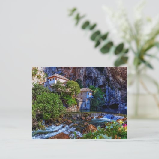 Klein dorp Blagaj op Buna waterfall, Bosnië en Briefkaart (Staand voorkant)