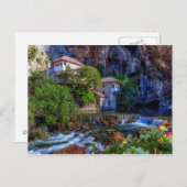 Klein dorp Blagaj op Buna waterfall, Bosnië en Briefkaart (Voorkant / Achterkant)