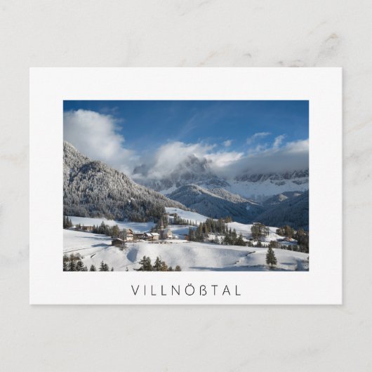 Klein dorp met Dolomites-bergen in de sneeuw Briefkaart (Voorkant)