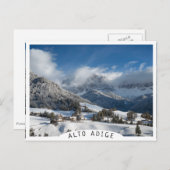 Klein dorp met Dolomites-bergen in de sneeuw Briefkaart (Voorkant / Achterkant)