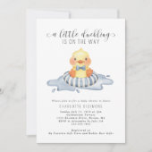 Klein eendje is onderweg met blauw Baby shower Kaart (Voorkant)