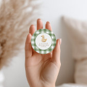 Klein Eendje | Klassiek Neutraal Gingham Ronde Sticker