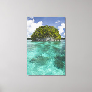 Klein eiland in Palau, Micronesia Noteer de golf Canvas Afdruk