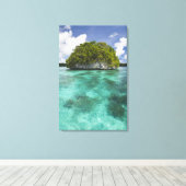 Klein eiland in Palau, Micronesië Let op de golf Canvas Afdruk (Insitu (Houten vloer))