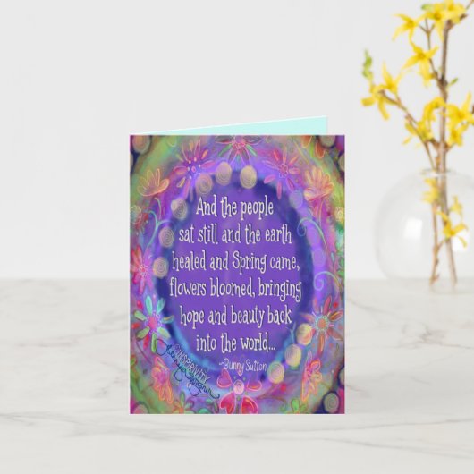 Klein "en de mensen zitten nog steeds" kaart (Gele Bloem)