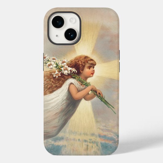 Klein engeltje dat lelies vasthoudt Case-Mate iPhone case (Achterkant)