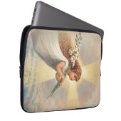 Klein engeltje dat lelies vasthoudt laptop sleeve (Voorkant Rechts)