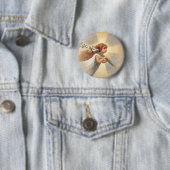 Klein engeltje met lelies ronde button 5,7 cm (In situ)