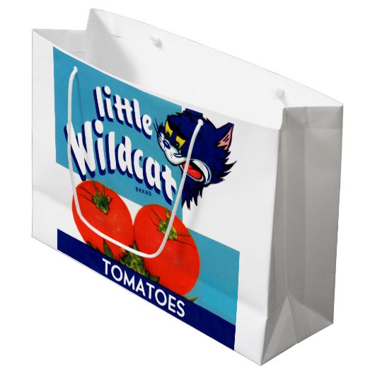Klein etiket met kleine Wildcat-tomaten Groot Cadeauzakje (Voorkant Gekanteld)
