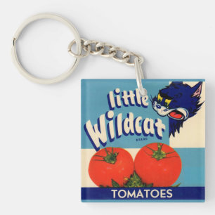 Klein etiket met kleine Wildcat-tomaten Sleutelhanger
