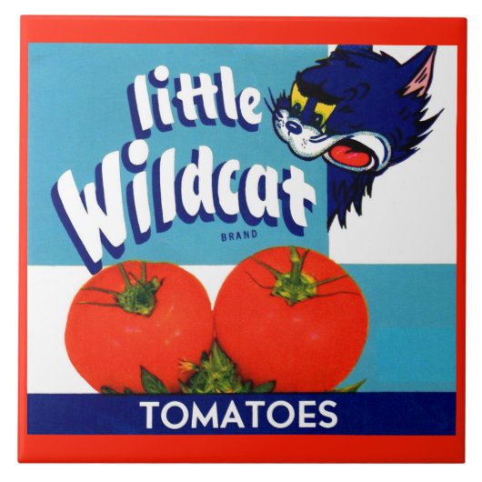 Klein etiket met kleine Wildcat-tomaten Tegeltje (Voorkant)