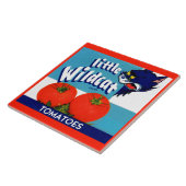 Klein etiket met kleine Wildcat-tomaten Tegeltje (Zijkant)