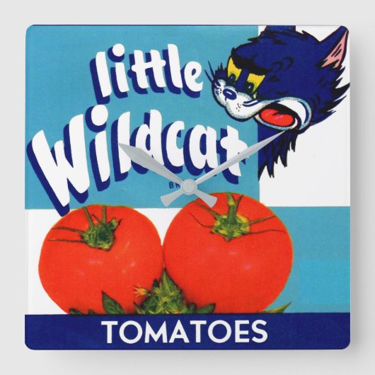 Klein etiket met kleine Wildcat-tomaten Vierkante Klok (Voorkant)