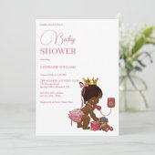 Klein etnisch meisje met een kroon Baby shower Kaart (Staand voorkant)