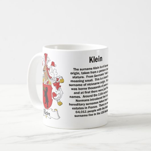 Klein Family Crest op een mok (Voorkant links)