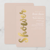 Klein Faux Gold Foil Beige Glam Vrijgezellenfeest Kaart (Voorkant / Achterkant)