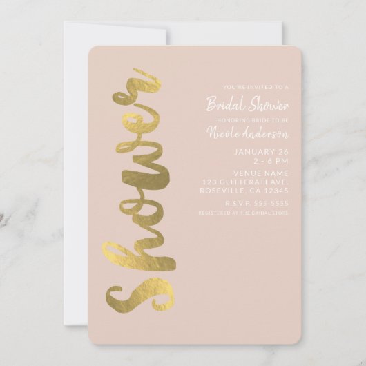 Klein Faux Gold Foil Beige Glam Vrijgezellenfeest Kaart (Voorkant)