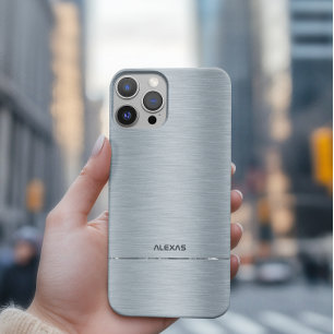 Klein faux zilver geborsteld aluminium metallisch  iPhone 16 pro hoesje