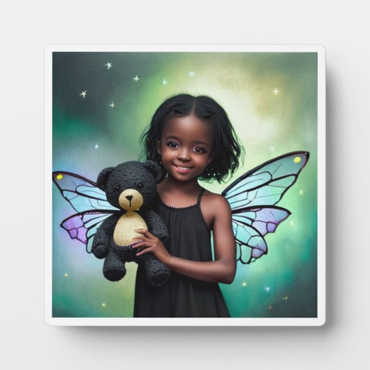  klein fee meisje met teddybeer fotoplaat (Voorkant)