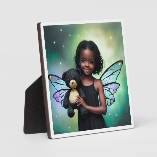  klein fee meisje met teddybeer fotoplaat (Voorkant)