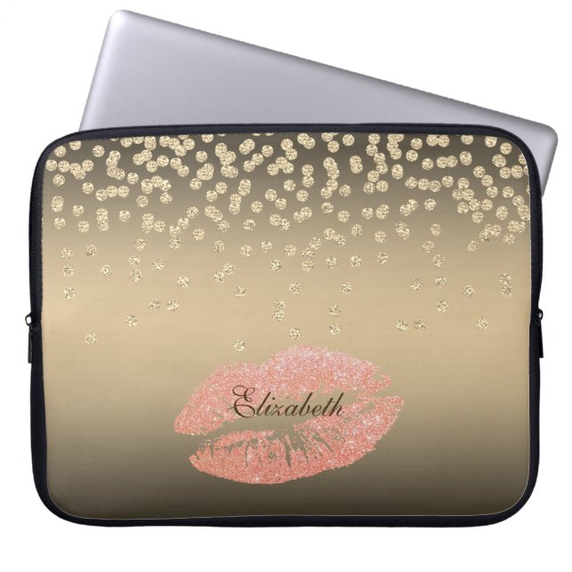 Klein Folie of diamant, op maat gesneden lips Laptop Sleeve (Voorkant)