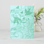 Klein formaat kan Mint Blue Birds & Swirls verande Kaart (Staand voorkant)