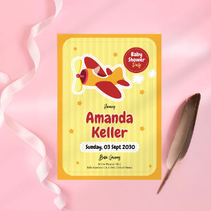 Klein geel Baby shower Kaart