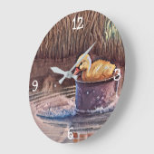 Klein geel bedekletsen in emmer grote klok (Hoek)