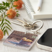 Klein geel bedekletsen in emmer sleutelhanger (Voorkant Rechts)