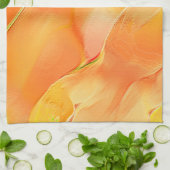 Klein geel en veel sinaasappel theedoek (Gevouwen)