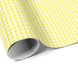 Klein geel en wit gingham-pakpapier cadeaupapier